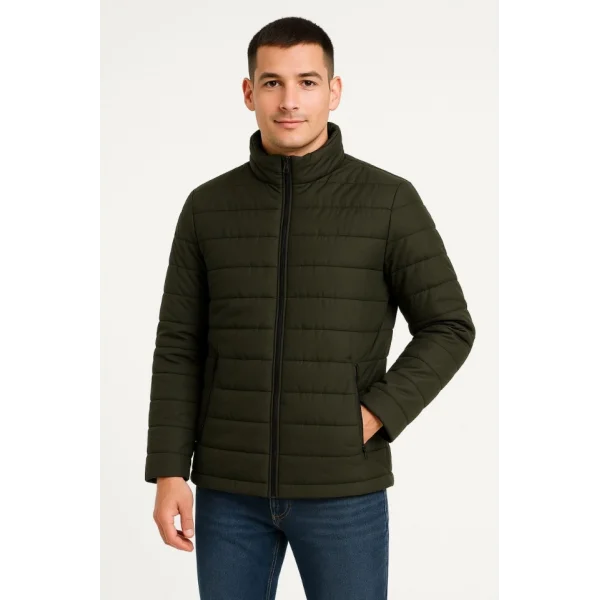 Erkek Bomber Mont Ceket – Su İtici Kumaş, Kapitone Astarlı, Fermuarlı, Kışlık - Haki