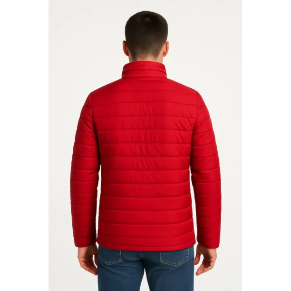 Erkek Bomber Mont Ceket – Su İtici Kumaş, Kapitone Astarlı, Fermuarlı, Kışlık - Kırmızı