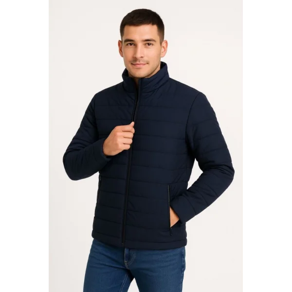 Erkek Bomber Mont Ceket – Su İtici Kumaş, Kapitone Astarlı, Fermuarlı, Kışlık - Lacivert