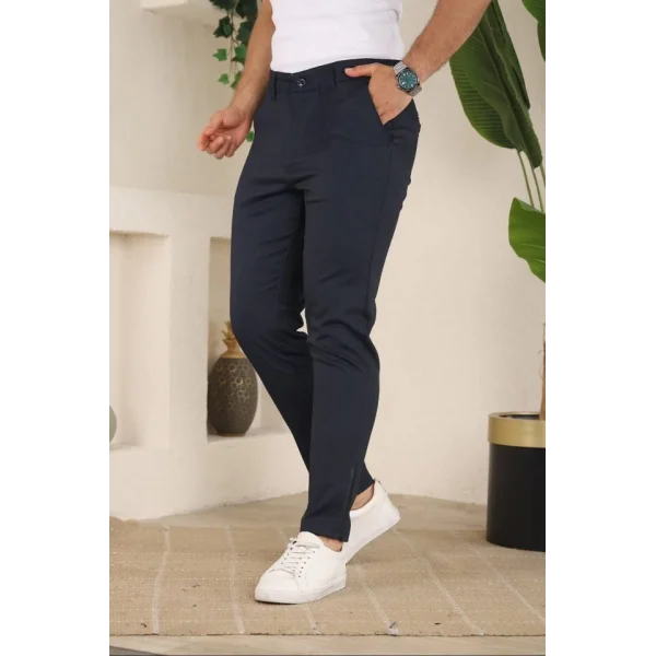 Erkek Casual Slim Fit Cord Desenli Kumaş Pantolon