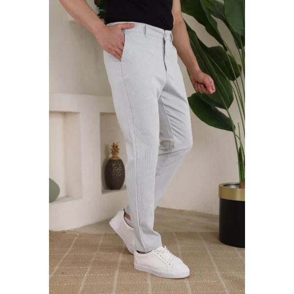 Erkek Casual Slim Fit Cord Desenli Kumaş Pantolon