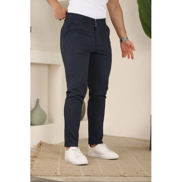 Erkek Casual Slim Fit Cord Desenli Kumaş Pantolon