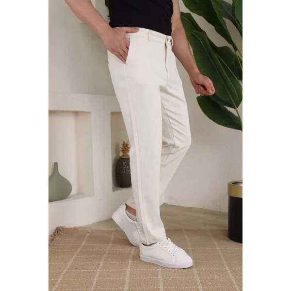 Erkek Casual Slim Fit Cord Desenli Kumaş Pantolon