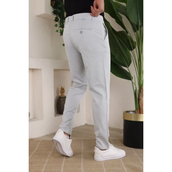 Erkek Casual Slim Fit Cord Desenli Kumaş Pantolon