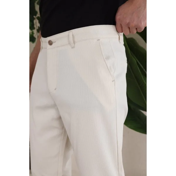 Erkek Casual Slim Fit Cord Desenli Kumaş Pantolon