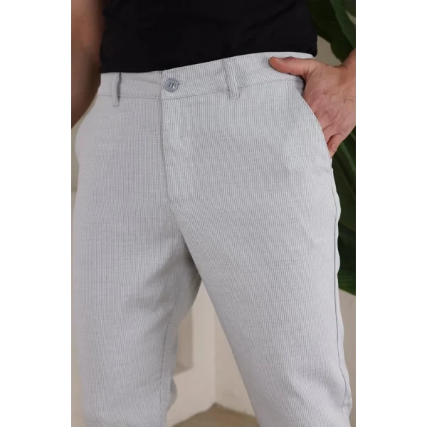Erkek Casual Slim Fit Cord Desenli Kumaş Pantolon