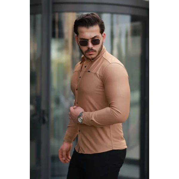 Erkek çıtçıt Düğmeli Dikiş Detaylı Uzun Kollu Gömlek