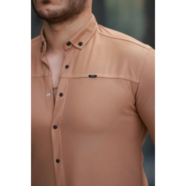 Erkek çıtçıt Düğmeli Dikiş Detaylı Uzun Kollu Gömlek