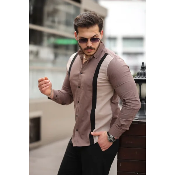 Erkek çizgi Desenli Gömlek