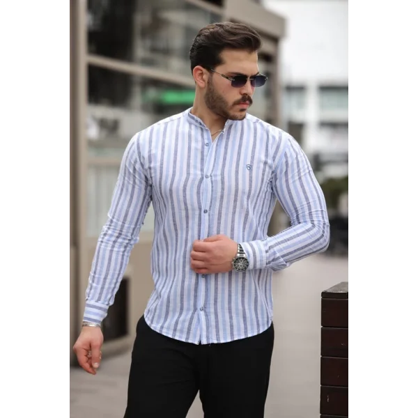 Erkek çizgili Hakim Yaka Gömlek
