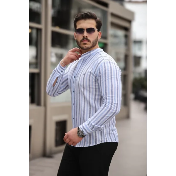 Erkek çizgili Hakim Yaka Gömlek