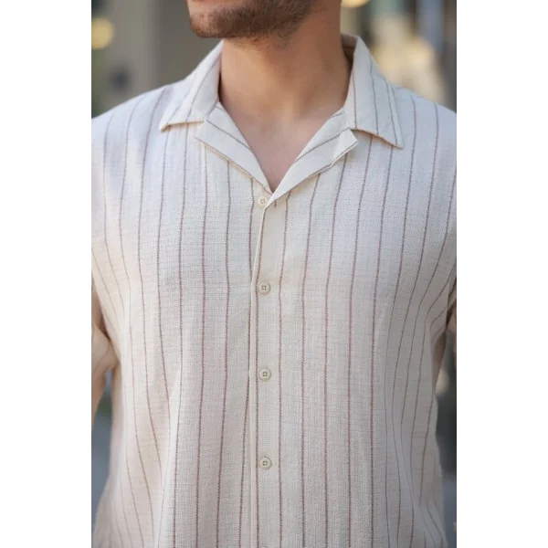 Erkek çizgili Keten Gömlek