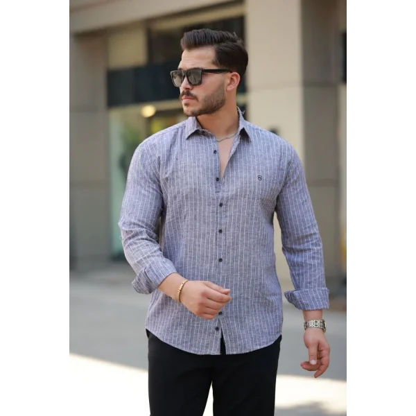 Erkek çizgili Uzun Kollu Gömlek