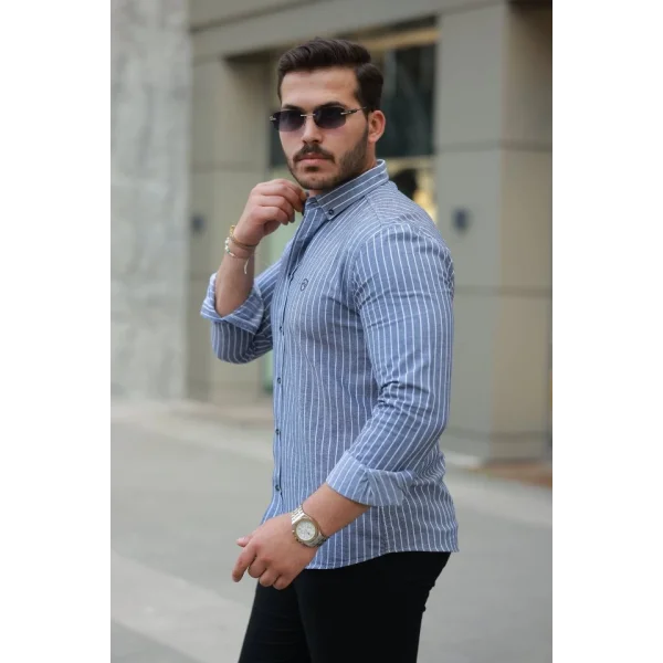 Erkek çizgili Uzun Kollu Gömlek