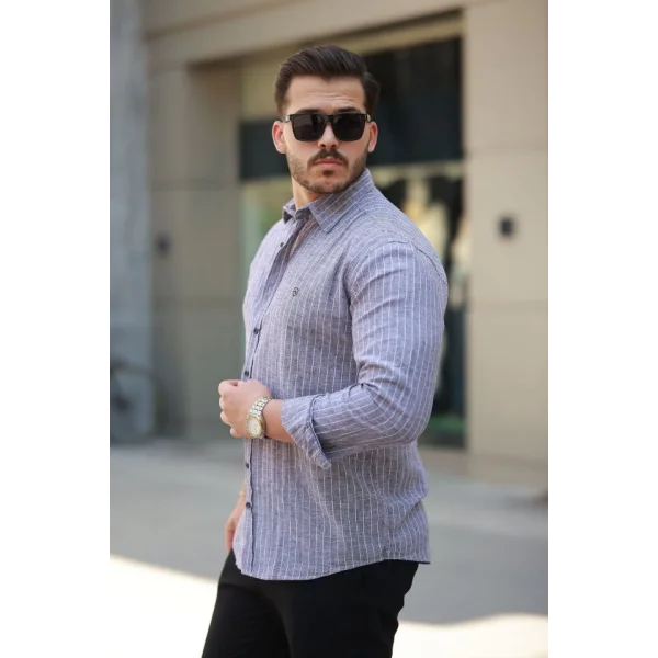 Erkek çizgili Uzun Kollu Gömlek