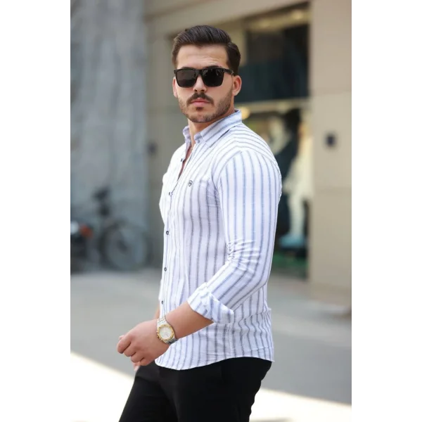 Erkek çizgili Uzun Kollu Gömlek
