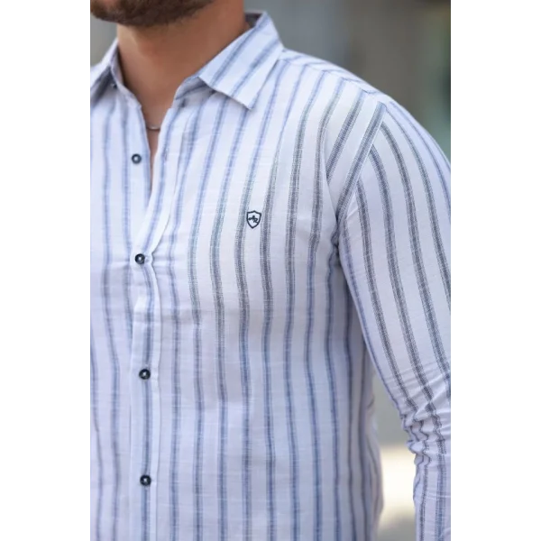 Erkek çizgili Uzun Kollu Gömlek