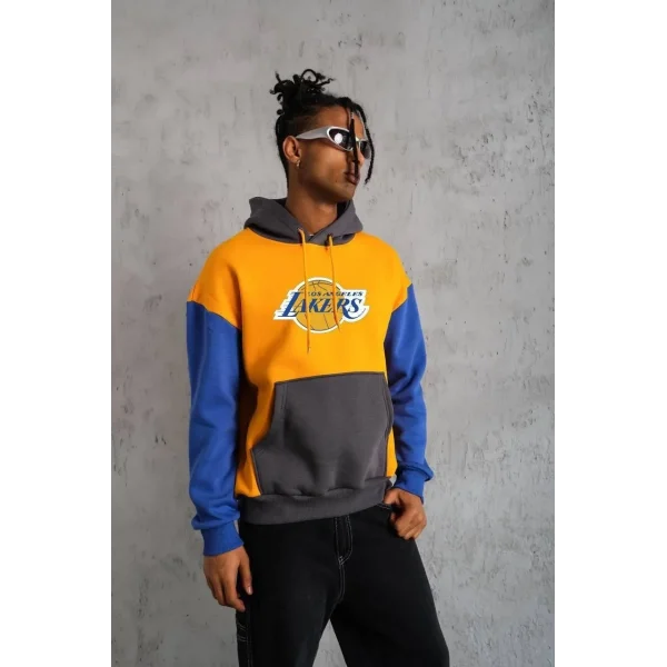 Erkek Çok Parçalı Kapüşonlu ve Kordon İpli Sweatshirt - Sarı