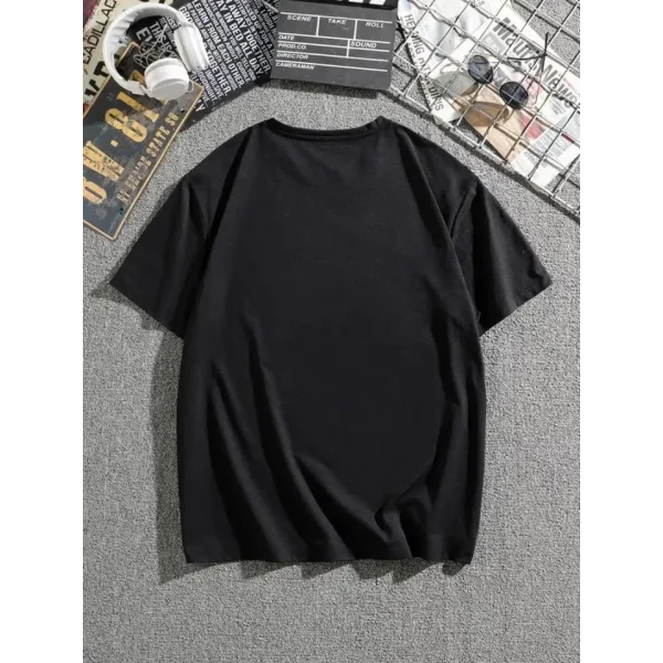 Erkek Dağ Grafikli Tişört, Yaz Için Büyük Beden Rahat T-shirt - Siyah