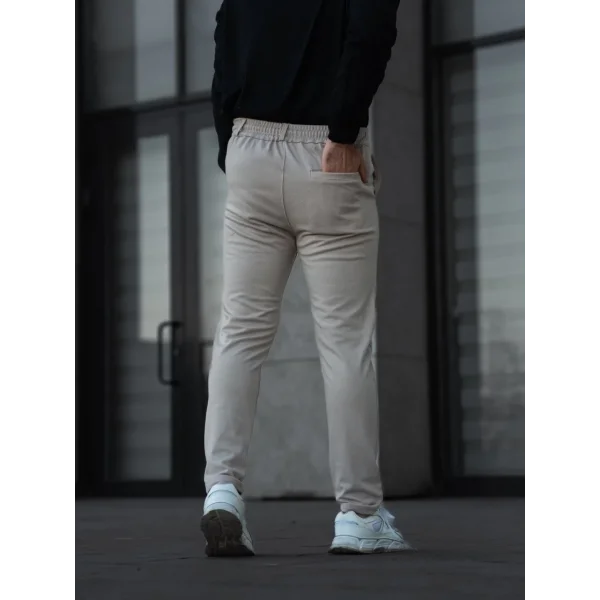 Erkek Diagonel Mikro dokulu Cepli Pantolon - Bej