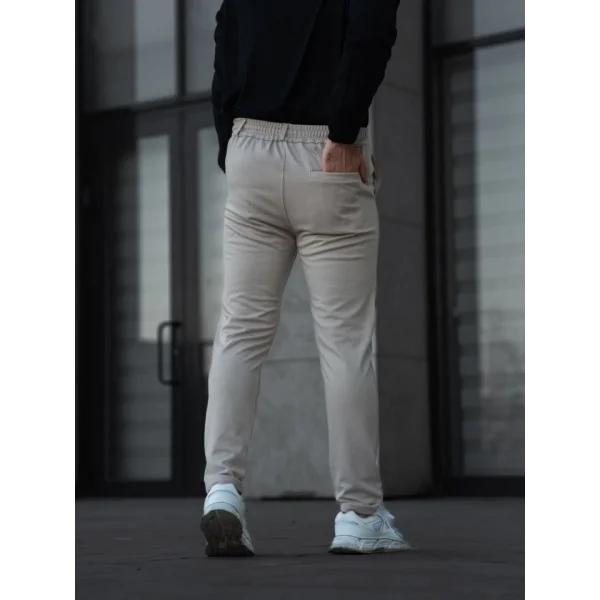 Erkek Diagonel Mikro Dokulu Cepli Pantolon - Bej