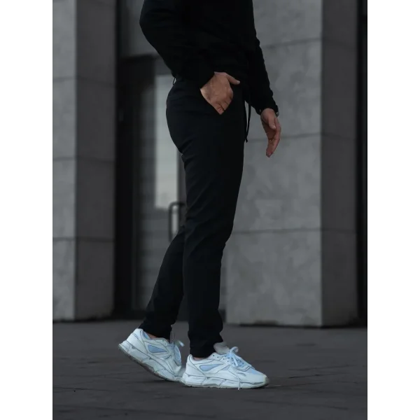 Erkek Diagonel Mikro dokulu Cepli Pantolon - Siyah