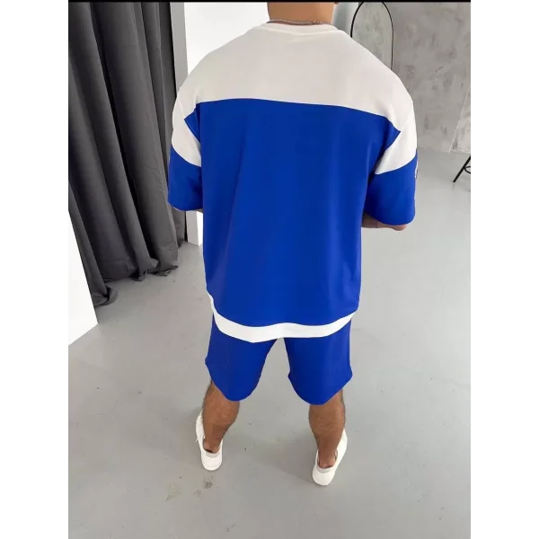 Erkek Dijital Baskılı Şortlu Takım - Mavi