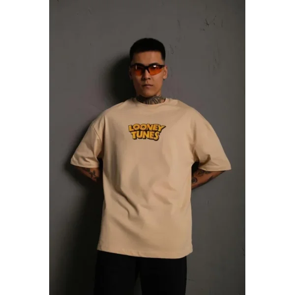 Erkek Dijital Baskılı T-Shirt - Bej