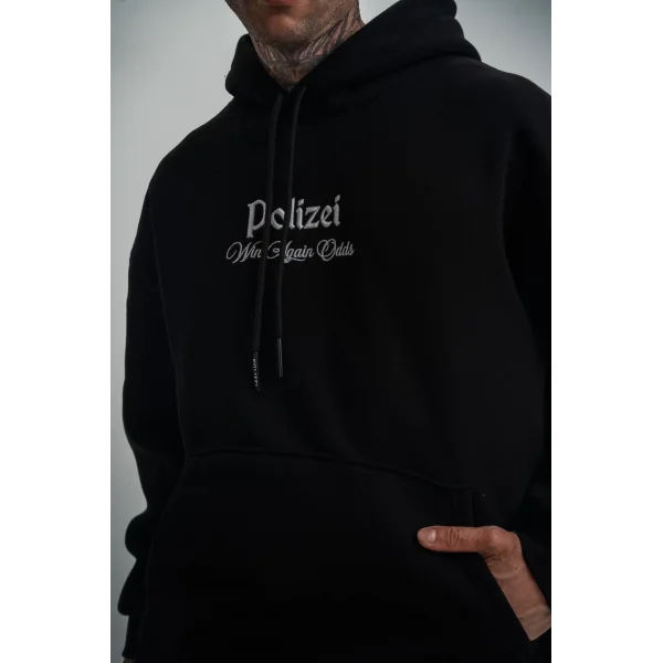 Erkek Double Oversize Kapüşonlu Sweatshirt 3 İplik Pamuklu Göğüs Nakışlı Premium Kalite – Siyah