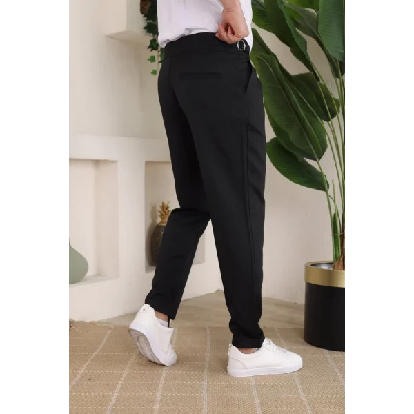 Erkek Duble Paça Yandan Tokalı Cord Desenli Pantolon