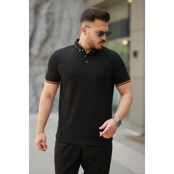 Erkek Düğmeli Yaka Waffle Kumaş Kısa Kollu Tişört