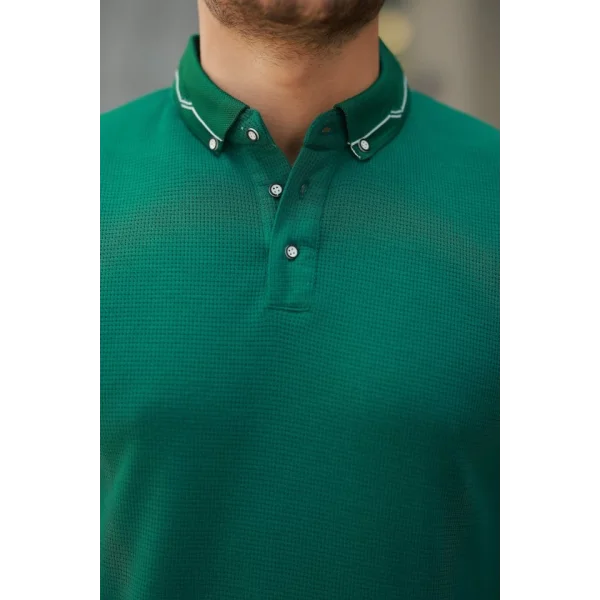 Erkek Düğmeli Yaka Waffle Kumaş Kısa Kollu Tişört