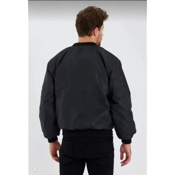 Erkek Düz Bomber Ceket - Siyah