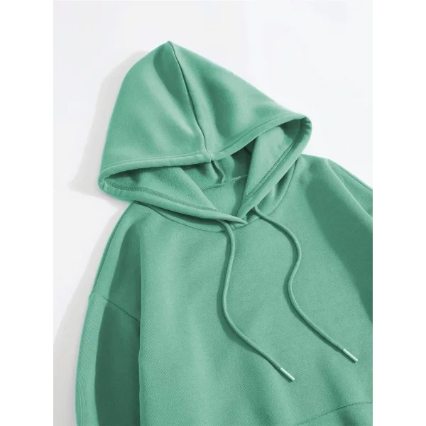 Erkek Düz Kapüşonlu Sweat - Mint Yeşili