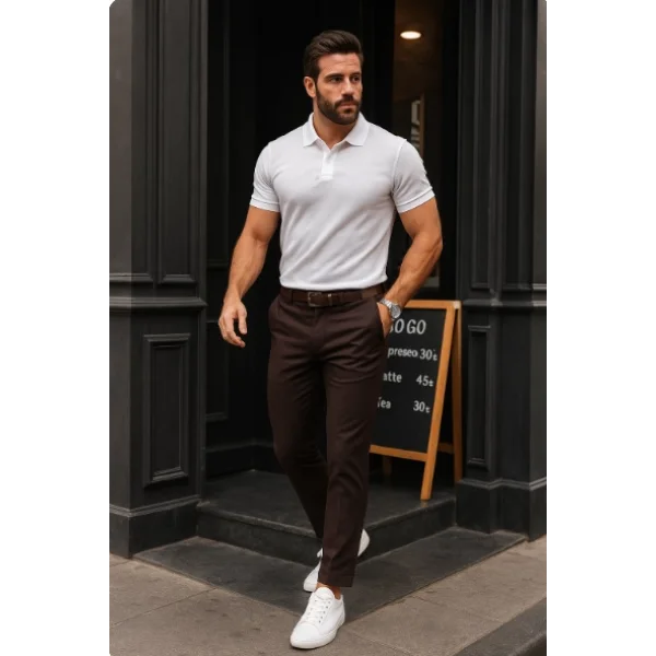 Erkek Düz Kesim Bilek Boy Kumaş Pantolon