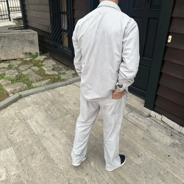 Erkek Fitilli Kadife Cepli Buggy Pantolon Oversize Rahat Kalıp - Gri