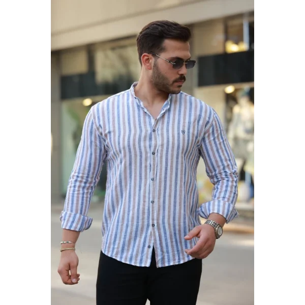 Erkek Hakim Yaka çok Renkli Gömlek