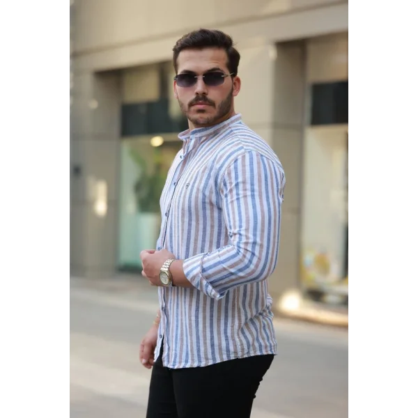 Erkek Hakim Yaka çok Renkli Gömlek
