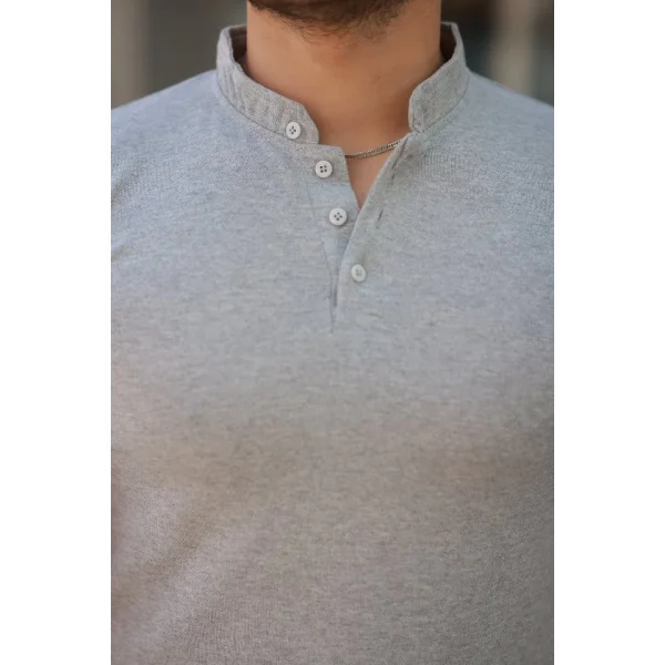 Erkek Hakim Yaka Dokuma Pamuklu Kumaş Kısa Kollu T-shirt