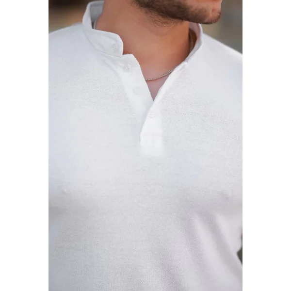 Erkek Hakim Yaka Dokuma Pamuklu Kumaş Kısa Kollu T-shirt