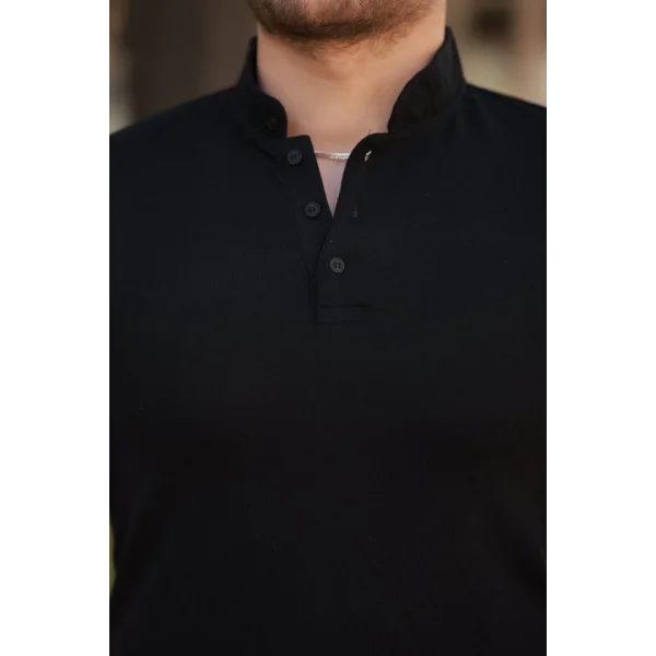 Erkek Hakim Yaka Dokuma Pamuklu Kumaş Kısa Kollu T-shirt