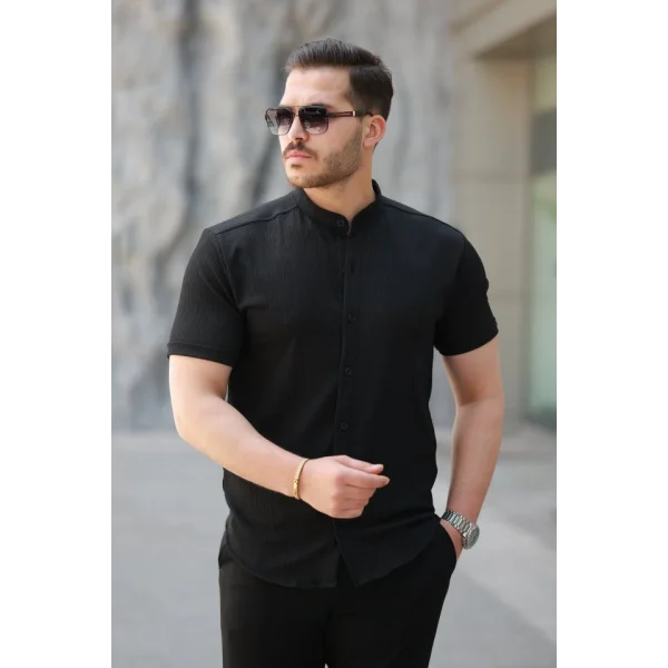 Erkek Hakim Yaka Kısa Kollu Gömlek