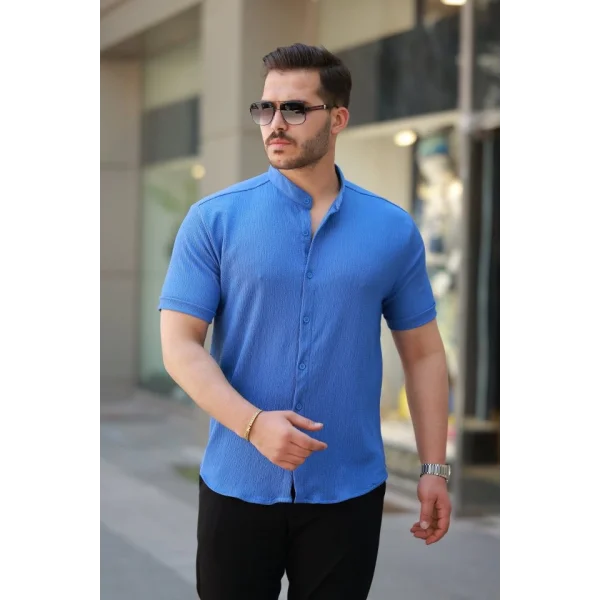Erkek Hakim Yaka Kısa Kollu Gömlek