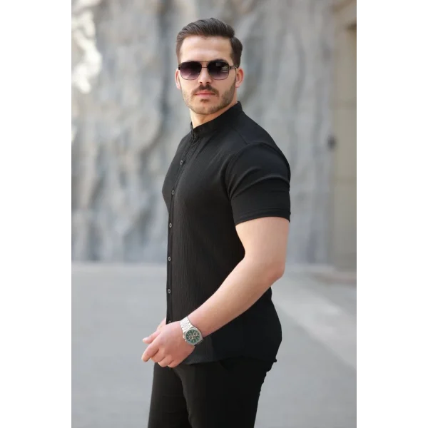 Erkek Hakim Yaka Kısa Kollu Gömlek