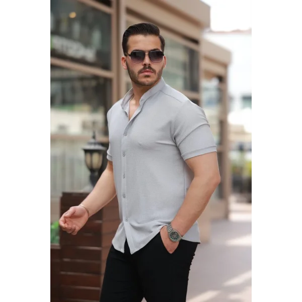 Erkek Hakim Yaka Kısa Kollu Gömlek