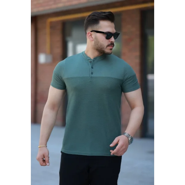 Erkek Hakim Yakalı Kısa Kollu Pamuklu T-shirt