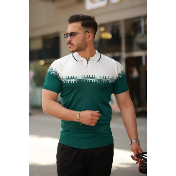 Erkek Hemşire Yaka çift Renk Kısa Kollu Tişört