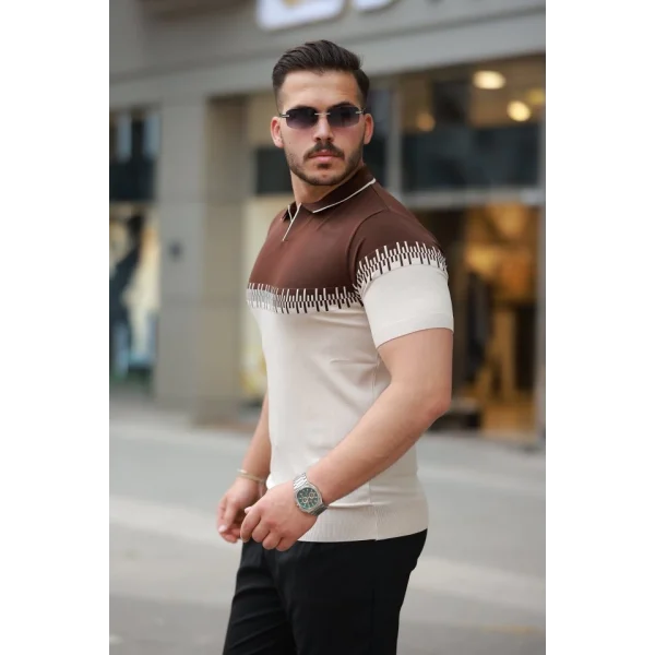 Erkek Hemşire Yaka çift Renk Kısa Kollu Tişört