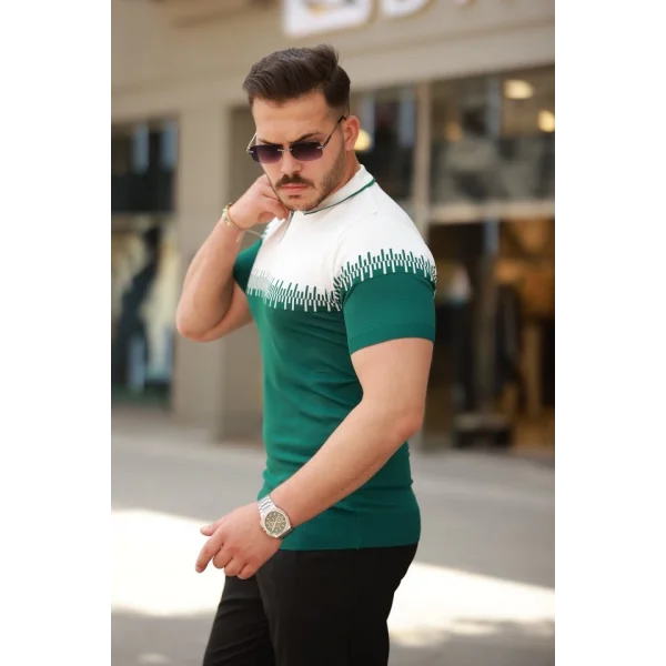 Erkek Hemşire Yaka çift Renk Kısa Kollu Tişört