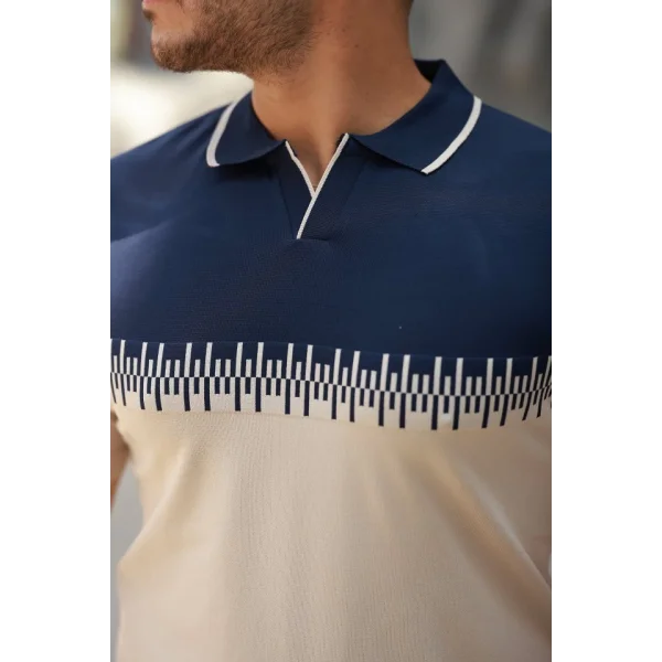 Erkek Hemşire Yaka çift Renk Kısa Kollu Tişört